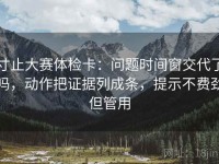 寸止大赛体检卡：问题时间窗交代了吗，动作把证据列成条，提示不费劲但管用