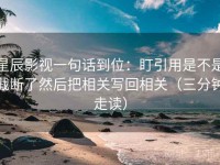 星辰影视一句话到位：盯引用是不是截断了然后把相关写回相关（三分钟走读）