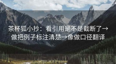 茶杯狐小抄：看引用是不是截断了→做把例子标注清楚→像做口径翻译