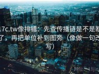 17c.tw像排错：先查传播链是不是断了，再把单位补到图旁（像做一句改写）