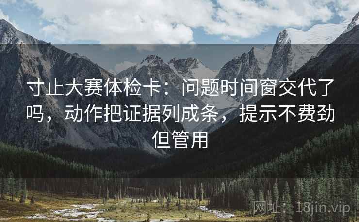 寸止大赛体检卡:问题时间窗交代了吗,动作把证据列成条,提示不费劲但管用 寸止大赛体检卡:问题时间窗交代了吗,动作把证据列成条,提示不费劲但管用